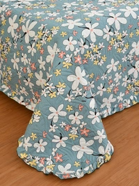 MORADO Glace Cotton Luxury Ultrasonic Printed Lightweight All Season Bedspreads/Quilted Bed Cover With 2 King Size Pillow Covers - (90x100 inches - Blue) - 90x100 Inches, Blue