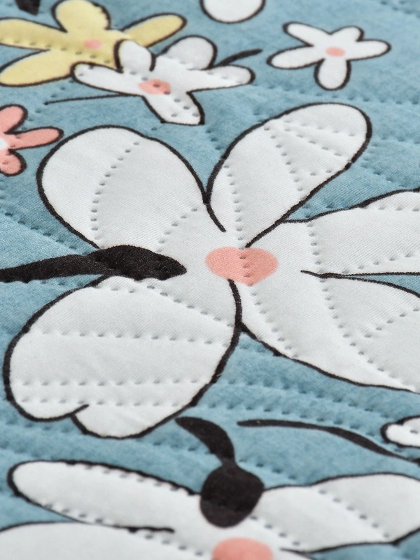 MORADO Glace Cotton Luxury Ultrasonic Printed Lightweight All Season Bedspreads/Quilted Bed Cover With 2 King Size Pillow Covers - (90x100 inches - Blue) - 90x100 Inches, Blue