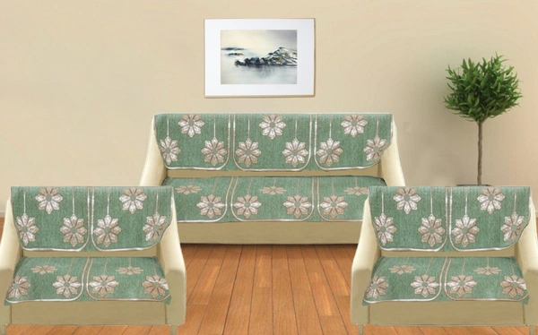 MORADO 7 Seater Sofa Cover Sofa Panel Premium Quality, Chenille for Ultimate Protection and Style Durable, 3+2+2 Settee Slipcover in Light Green, - Light Green