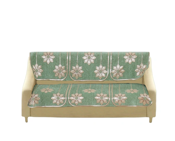 MORADO 7 Seater Sofa Cover Sofa Panel Premium Quality, Chenille for Ultimate Protection and Style Durable, 3+2+2 Settee Slipcover in Light Green, - Light Green