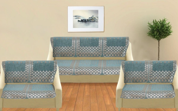 MORADO 7 Seater Sofa Cover Sofa Panel Premium Quality, Chenille for Ultimate Protection and Style Durable, 3+2+2 Settee Slipcover in Sea Green, - Sea Green