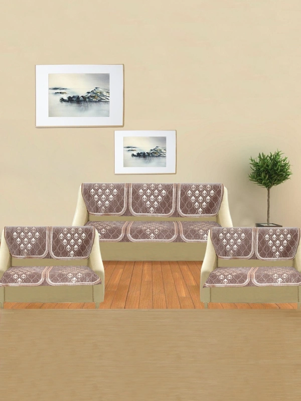 MORADO 7 Seater Sofa Cover Sofa Panel Premium Quality, Chenille for Ultimate Protection and Style Durable, 3+2+2 Settee Slipcover in Brown, - Brown