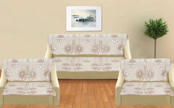 MORADO 7 Seater Sofa Cover Sofa Panel Premium Quality, Chenille for Ultimate Protection and Style Durable, 3+2+2 Settee Slipcover in Off White, - Off White