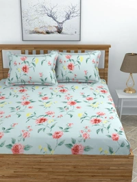 MORADO Premium Glace Cotton King Size Double Bedsheet With 2 King Size Pillow Covers (108x108 Inches) - 108x108 Inches, Multi