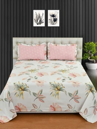 MORADO Glace Cotton King Size Bedsheet with 2 Pillow Covers with Frill (108x108, Inches) - 108x108 Inches, Pink