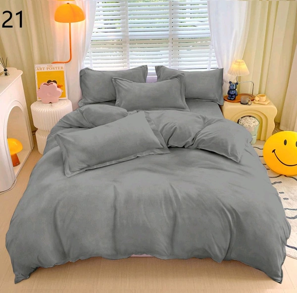 MORADO 190 GSM Flannel Super Soft Warm Double Bed Bedsheet with 2 Pillow Covers for Winters - 90x100 Inches, Cadet Grey - 90x100 Inches, Cadet Grey