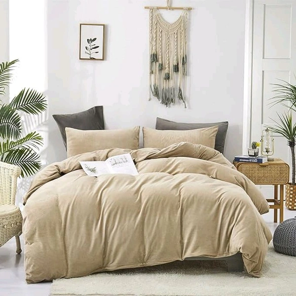 MORADO 190 GSM Flannel Super Soft Warm Double Bed Bedsheet with 2 Pillow Covers for Winters - 90x100 Inches, Camel - 90x100 Inches, Camel