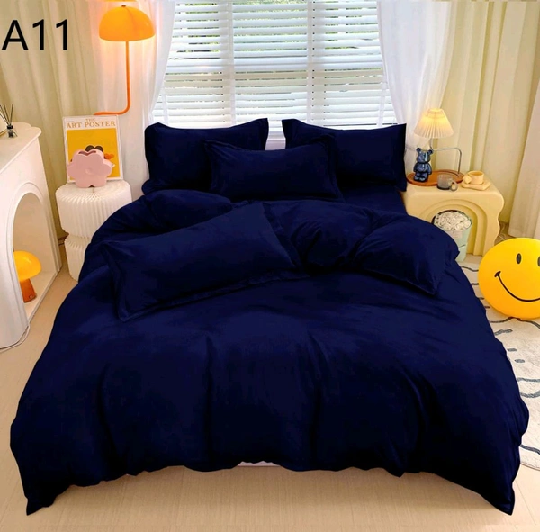 MORADO 190 GSM Flannel Super Soft Warm Double Bed Bedsheet with 2 Pillow Covers for Winters - 90x100 Inches, Navy Blue - 90x100 Inches, Navy Blue