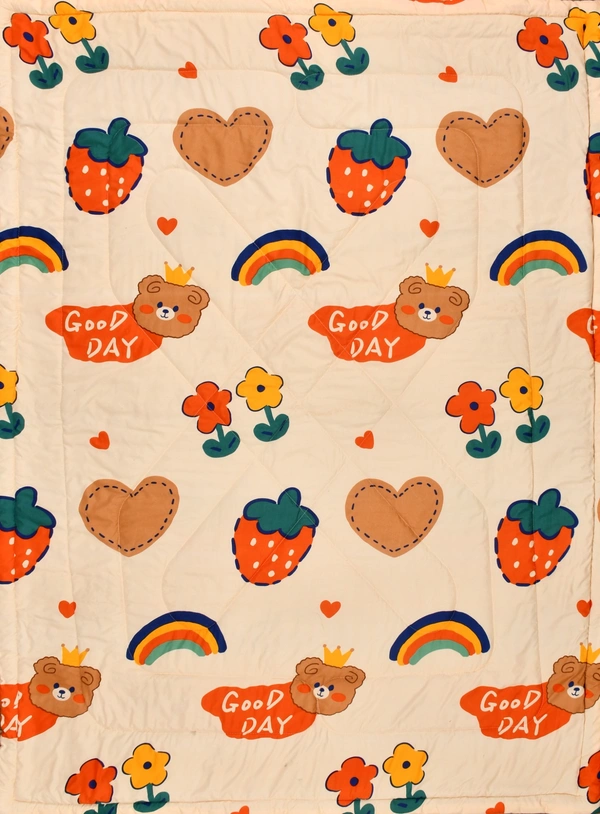 MORADO Glace Cotton Printed Reversible 150 GSM AC Comforter/Quilt/Blanket for Single Bed (60x90 Inches) Light Peach - 90x100 Inches, Light Peach