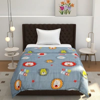 MORADO Glace Cotton Printed Reversible 150 GSM AC Comforter/Quilt/Blanket for Single Bed (60x90 Inches) Grey - 90x100 Inches, Gray