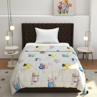 MORADO Glace Cotton Printed Reversible 150 GSM AC Comforter/Quilt/Blanket for Single Bed (60x90 Inches) Off White - 90x100 Inches, Off White