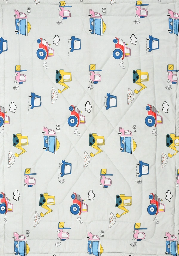 MORADO Glace Cotton Printed Reversible 150 GSM AC Comforter/Quilt/Blanket for Single Bed (60x90 Inches) Off White - 90x100 Inches, Off White