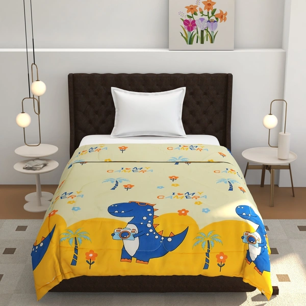 MORADO Glace Cotton Printed Reversible 150 GSM AC Comforter/Quilt/Blanket for Single Bed (60x90 Inches) Lemon Yellow - 90x100 Inches, Lemon Yellow