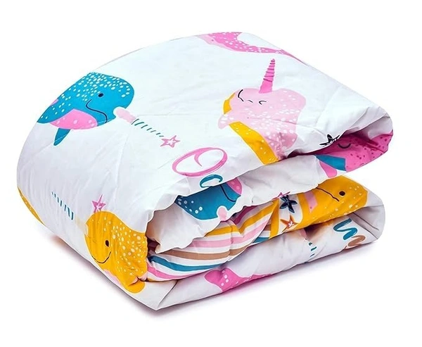 MORADO Glace Cotton Printed Reversible 150 GSM AC Comforter/Quilt/Blanket for Single Bed (60x90 Inches) White - 90x100 Inches, White