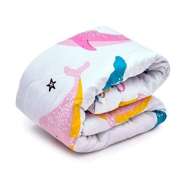 MORADO Glace Cotton Printed Reversible 150 GSM AC Comforter/Quilt/Blanket for Single Bed (60x90 Inches) White - 90x100 Inches, White