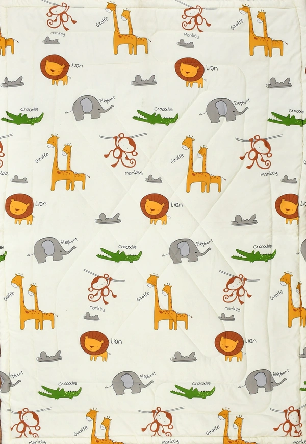 MORADO Glace Cotton Printed Reversible 150 GSM AC Comforter/Quilt/Blanket for Single Bed (60x90 Inches) Off White - 90x100 Inches, Off White