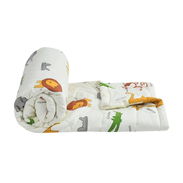 MORADO Glace Cotton Printed Reversible 150 GSM AC Comforter/Quilt/Blanket for Single Bed (60x90 Inches) Off White - 90x100 Inches, Off White