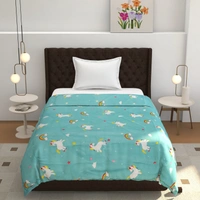 MORADO Glace Cotton Printed Reversible 150 GSM AC Comforter/Quilt/Blanket for Single Bed (60x90 Inches) Sky Blue - 90x100 Inches, Sky Blue