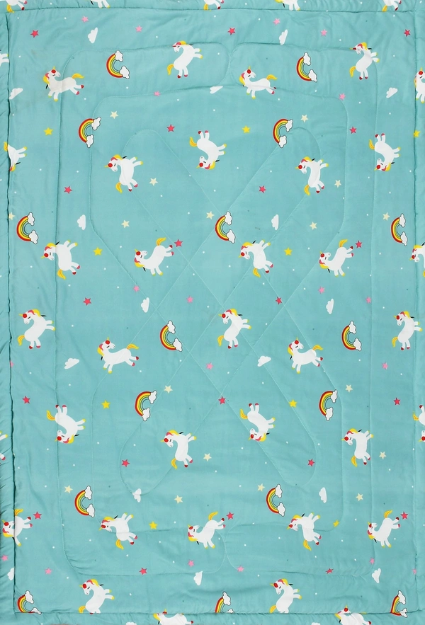 MORADO Glace Cotton Printed Reversible 150 GSM AC Comforter/Quilt/Blanket for Single Bed (60x90 Inches) Sky Blue - 90x100 Inches, Sky Blue