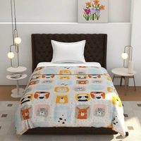 MORADO Glace Cotton Printed Reversible 150 GSM AC Comforter/Quilt/Blanket for Single Bed (60x90 Inches) Cream - 90x100 Inches, Cream