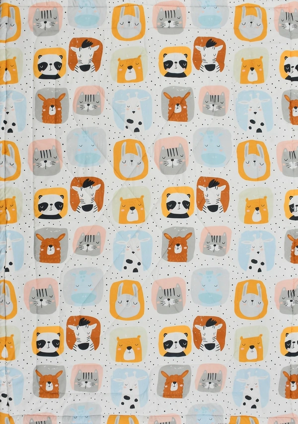 MORADO Glace Cotton Printed Reversible 150 GSM AC Comforter/Quilt/Blanket for Single Bed (60x90 Inches) Cream - 90x100 Inches, Cream