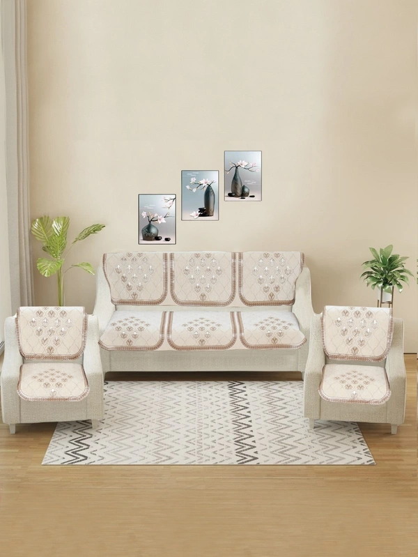 MORADO 5 Seater Sofa Cover Sofa Panel Premium Quality, Chenille for Ultimate Protection and Style Durable, 3+1+1 Settee Slipcover in Off White, - Off White