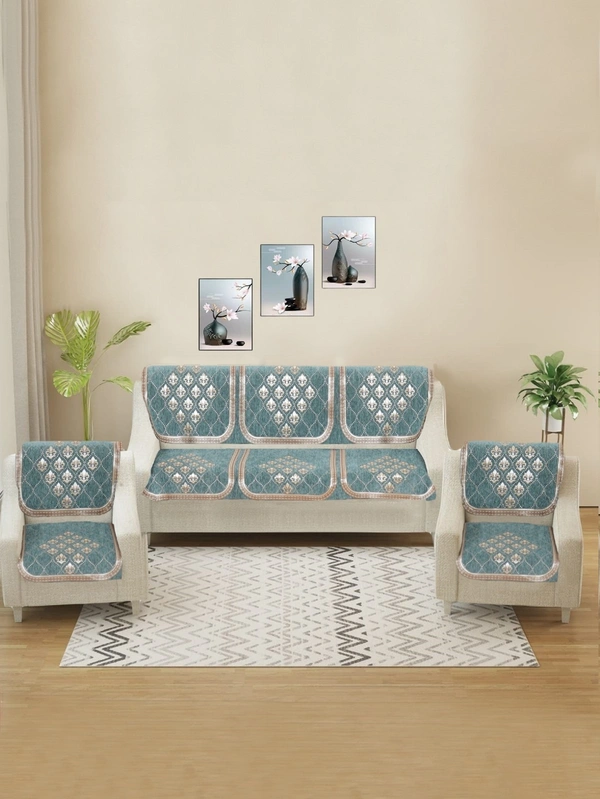 MORADO 5 Seater Sofa Cover Sofa Panel Premium Quality, Chenille for Ultimate Protection and Style Durable, 3+1+1 Settee Slipcover in Sea Green, - Sea Green