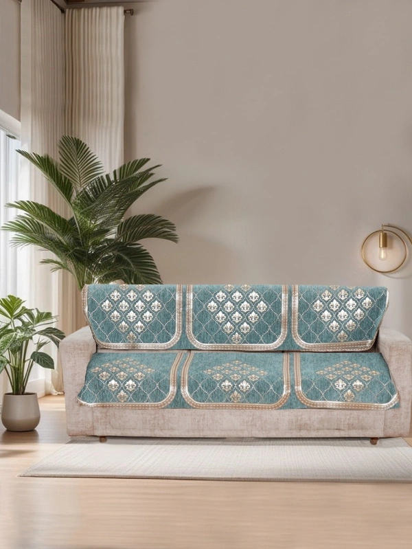 MORADO Chenille 3 Seater Sofa Covers Slip Cover for Living Room, Drawing Room and Office (3 Sitting Sofa Cover - Sea Green) - Sea green