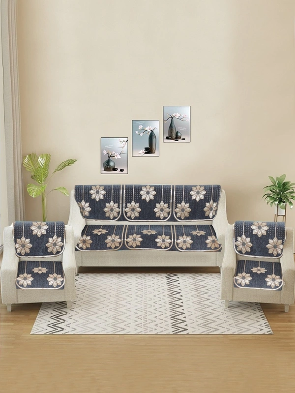 MORADO 5 Seater Sofa Cover Sofa Panel Premium Quality, Chenille for Ultimate Protection and Style Durable, 3+1+1 Settee Slipcover in Dark Grey, - Dark Grey