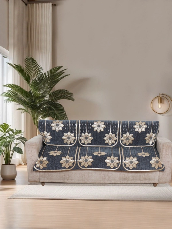 MORADO Chenille 3 Seater Sofa Covers Slip Cover for Living Room, Drawing Room and Office (3 Sitting Sofa Cover - Dark Grey) - Dark Grey