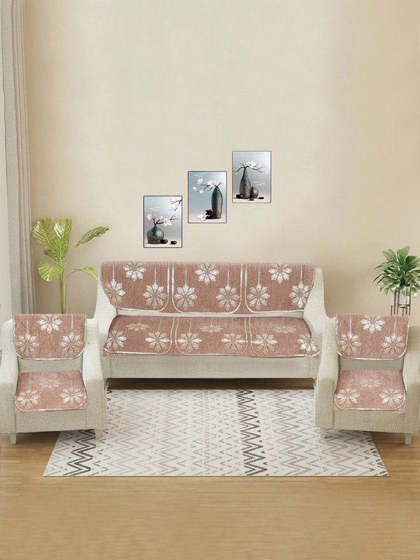 MORADO 5 Seater Sofa Cover Sofa Panel Premium Quality, Chenille for Ultimate Protection and Style Durable, 3+1+1 Settee Slipcover in Peach, - Peach