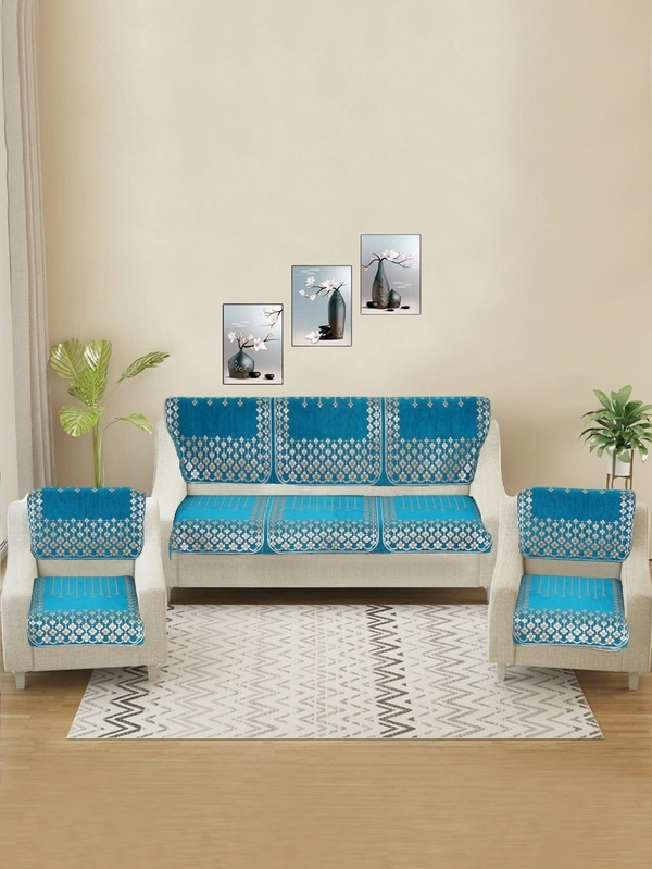 MORADO 5 Seater Sofa Cover Sofa Panel Premium Quality, Chenille for Ultimate Protection and Style Durable, 3+1+1 Settee Slipcover in Aqua, - Aqua