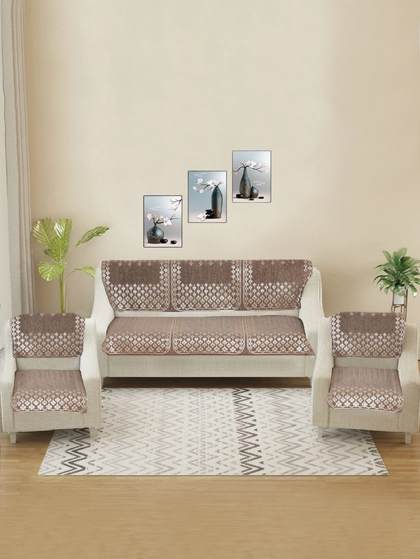 MORADO 5 Seater Sofa Cover Sofa Panel Premium Quality, Chenille for Ultimate Protection and Style Durable, 3+1+1 Settee Slipcover in Brown, - Brown