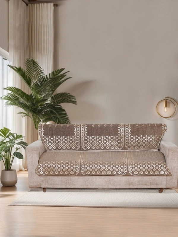 MORADO Chenille 3 Seater Sofa Covers Slip Cover for Living Room, Drawing Room and Office (3 Sitting Sofa Cover - Brown) - Brown