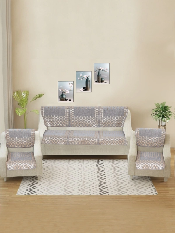 MORADO 5 Seater Sofa Cover Sofa Panel Premium Quality, Chenille for Ultimate Protection and Style Durable, 3+1+1 Settee Slipcover in Light Grey, - Light Grey