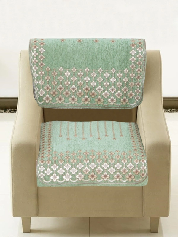 MORADO 5 Seater Sofa Cover Sofa Panel Premium Quality, Chenille for Ultimate Protection and Style Durable, 3+1+1 Settee Slipcover in Light Green, - Light Green