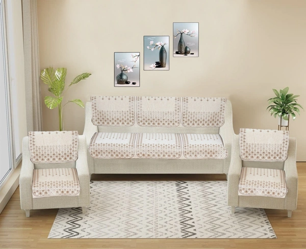 MORADO 5 Seater Sofa Cover Sofa Panel Premium Quality, Chenille for Ultimate Protection and Style Durable, 3+1+1 Settee Slipcover in Off White, - Off White