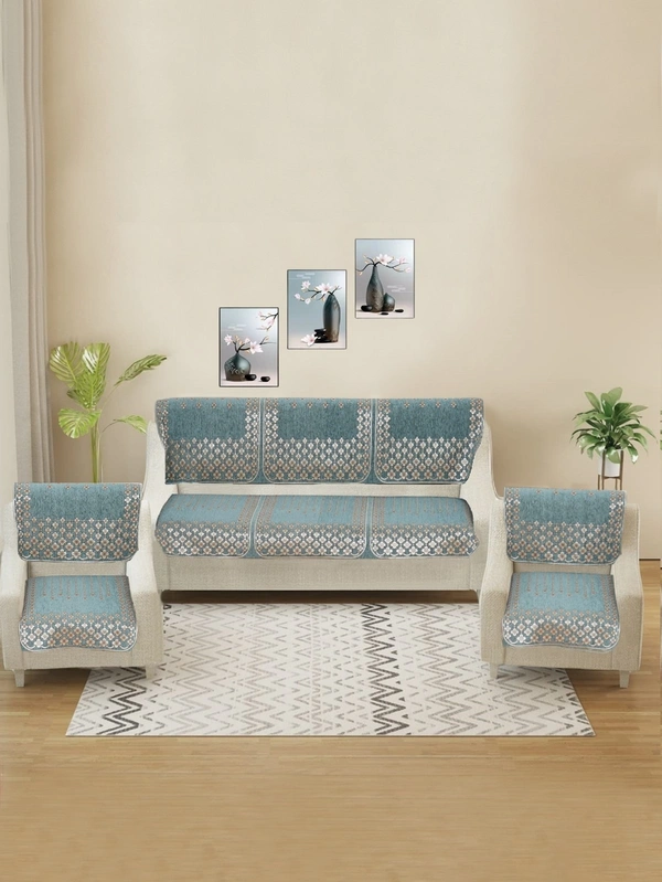 MORADO 5 Seater Sofa Cover Sofa Panel Premium Quality, Chenille for Ultimate Protection and Style Durable, 3+1+1 Settee Slipcover in Sea Green, - Sea Green
