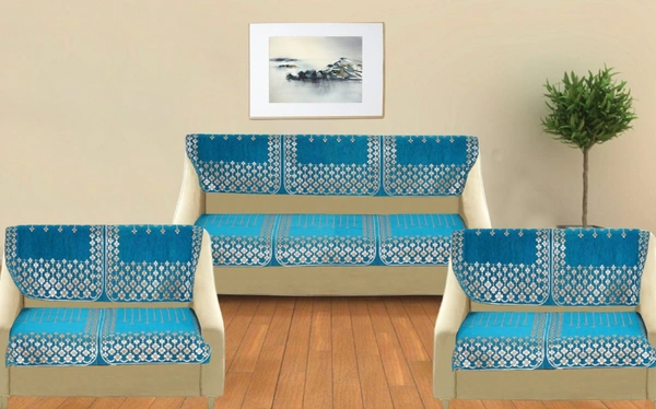 MORADO 7 Seater Sofa Cover Sofa Panel Premium Quality, Chenille for Ultimate Protection and Style Durable, 3+2+2 Settee Slipcover in Sea Green, - Aqua