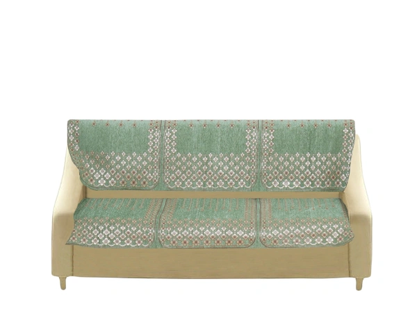 MORADO 7 Seater Sofa Cover Sofa Panel Premium Quality, Chenille for Ultimate Protection and Style Durable, 3+2+2 Settee Slipcover in Light Green, - Light Green