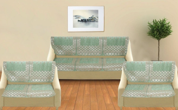 MORADO 7 Seater Sofa Cover Sofa Panel Premium Quality, Chenille for Ultimate Protection and Style Durable, 3+2+2 Settee Slipcover in Light Green, - Light Green