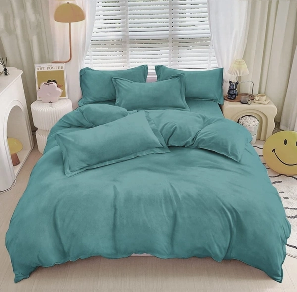 MORADO 190 GSM Flannel Super Soft Warm Double Bed Bedsheet with 2 Pillow Covers for Winters - 90x100 Inches, Sea Green - 90x100 Inches, Sea Green