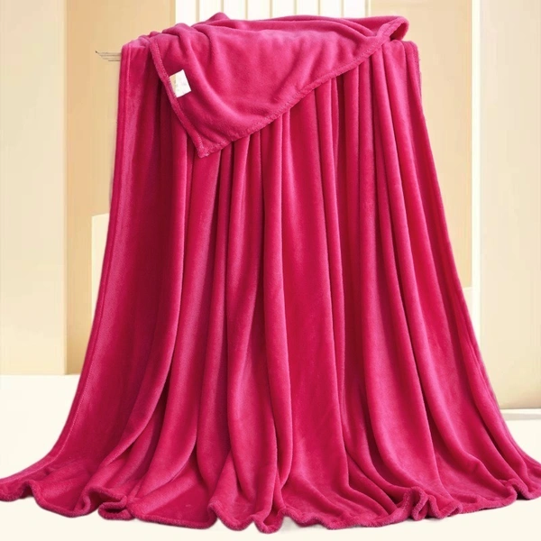 MORADO 190 GSM Flannel Super Soft Warm Double Blanket for Winters - 90x90 Inches, Maganta - Maganta