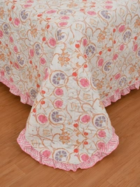 MORADO Glace Cotton Luxury Ultrasonic Printed Lightweight All Season Bedspreads/Quilted Bed Cover With 2 King Size Pillow Covers - (90x100 inches - Off White ) - 90x100 Inches, off white