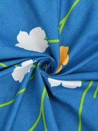 MORADO Glace Cotton 5 Pcs Quilted Bedding Set | Double Bed Size Bedsheet with 2 Pillow Covers and 2 Filled Cushions (90x100 Inches - Blue) - 90x100 Inches, Blue