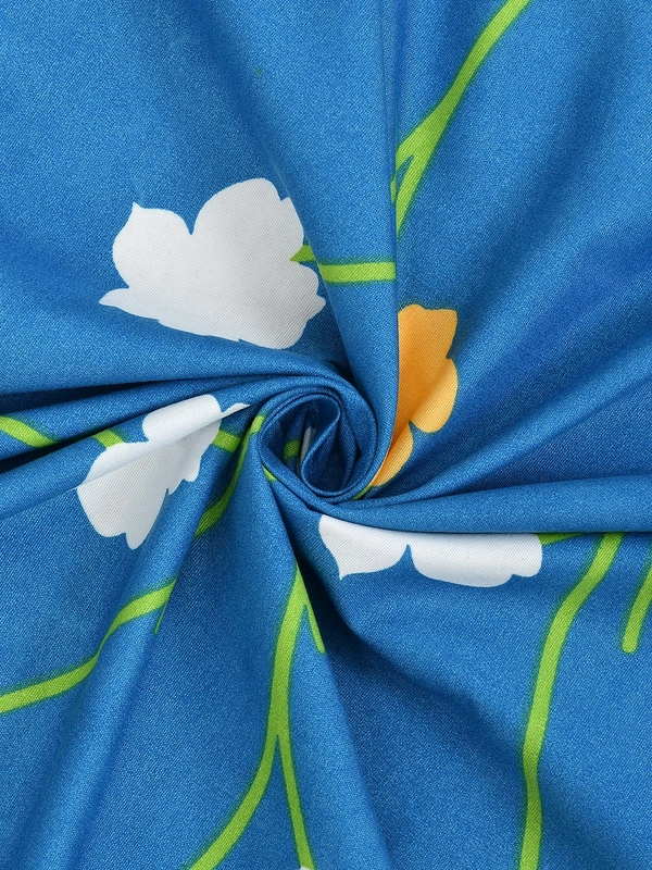 MORADO Glace Cotton 5 Pcs Quilted Bedding Set | Double Bed Size Bedsheet with 2 Pillow Covers and 2 Filled Cushions (90x100 Inches - Blue) - 90x100 Inches, Blue