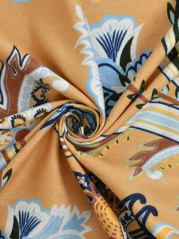 MORADO Glace Cotton 5 Pcs Quilted Bedding Set | Double Bed Size Bedsheet With 2 Pillow Covers And 2 Filled Cushions (90x100 Inches - Mustard Yellow) - 90x100 Inches, Mustard Yellow