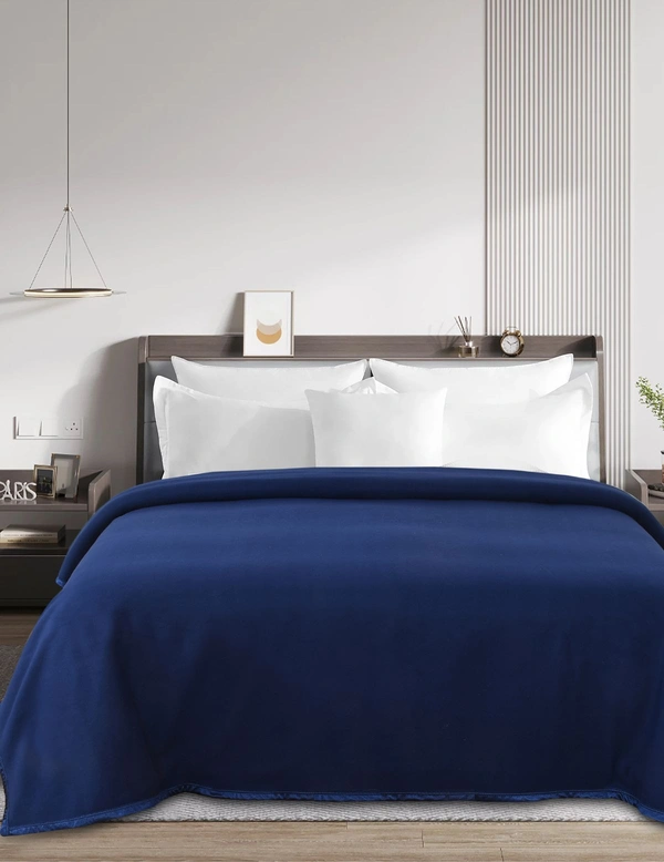 MORADO Polar Fleece Blanket for Mild Winters & AC Rooms with Satin Border | Soft & Cozy | All Season Blanket | Double Bed Size - 90x90 Inches - 90x90 Inches, Blue