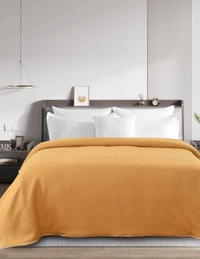 MORADO Polar Fleece Blanket for Mild Winters & AC Rooms with Satin Border | Soft & Cozy | All Season Blanket | Double Bed Size - 90x90 Inches - 90x90 Inches, Beige