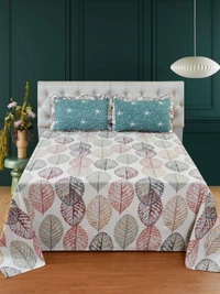 MORADO Glace Cotton King Size Bedsheet with 2 Pillow Covers with Frill (108x108, Inches) - 108x108 Inches, Offwhite